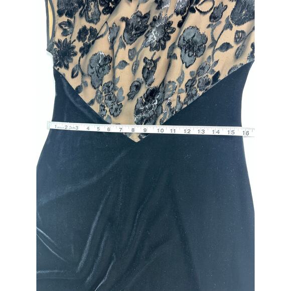 Vintage Tom Barra Size 8 Black Velvet Evening Gown Dress Christmas NYE Formal - Picture 11 of 12